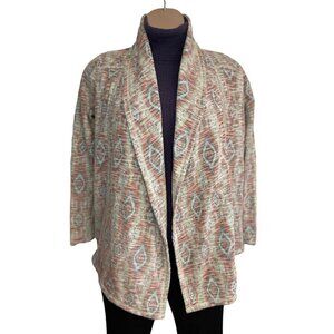 LUCKY BRAND Open Jacket Sweater Cardigan Medium Multicolor Southwestern Boho EUC
